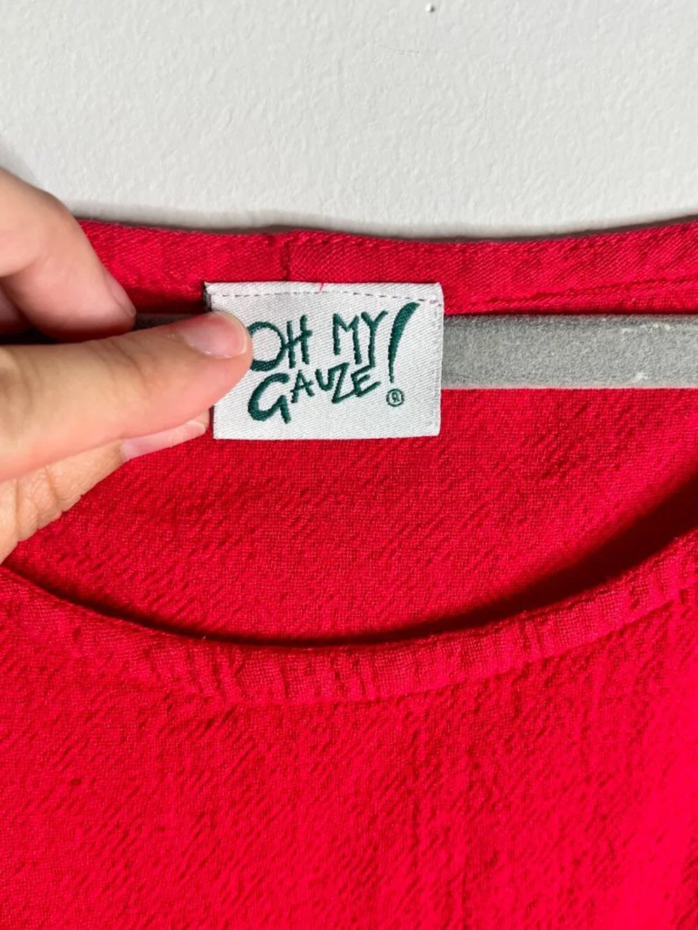 Oh My Gauze Cruise Asymmetrical Tunic Top 100% Cotton Lagenlook Red Boho Sz 2X - Picture 3 of 6